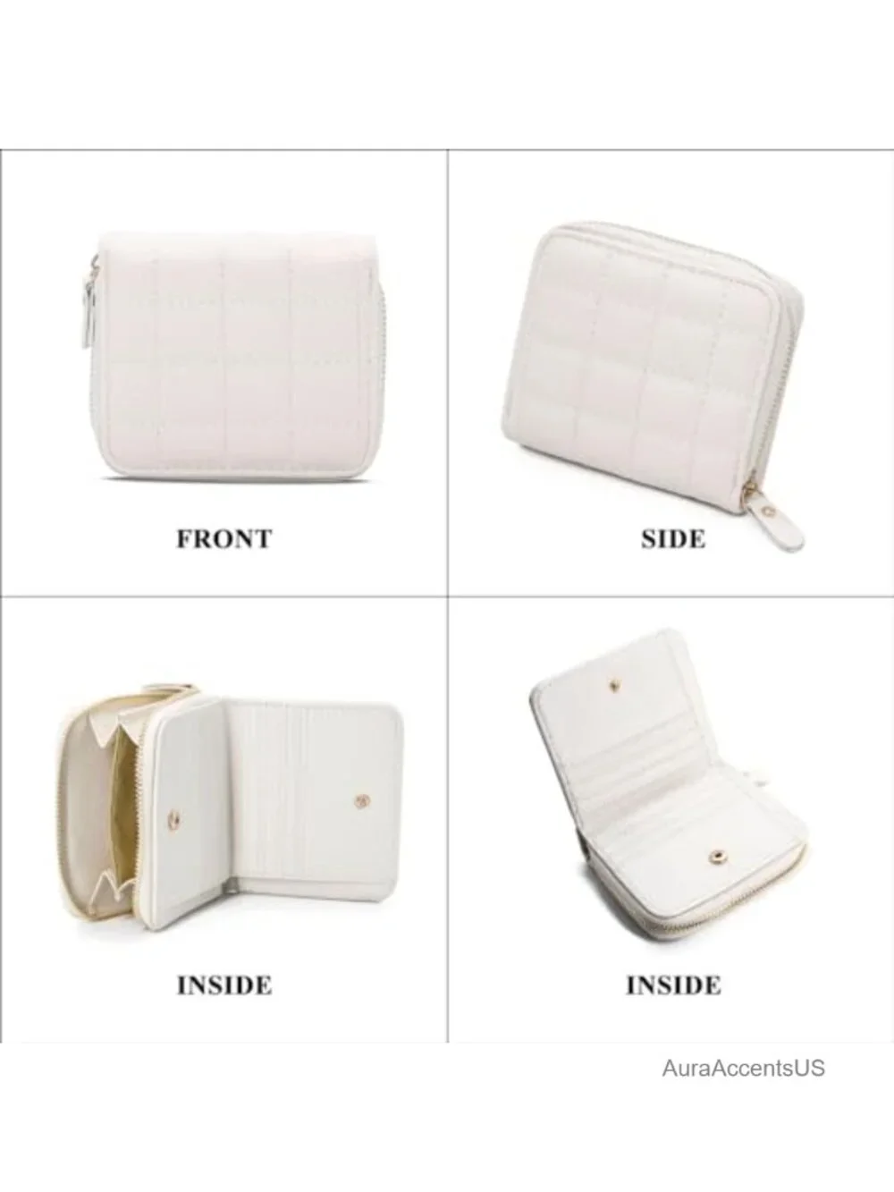 Faux Leather Bifold Quilted Compact Accordion Wallet with Card Slots